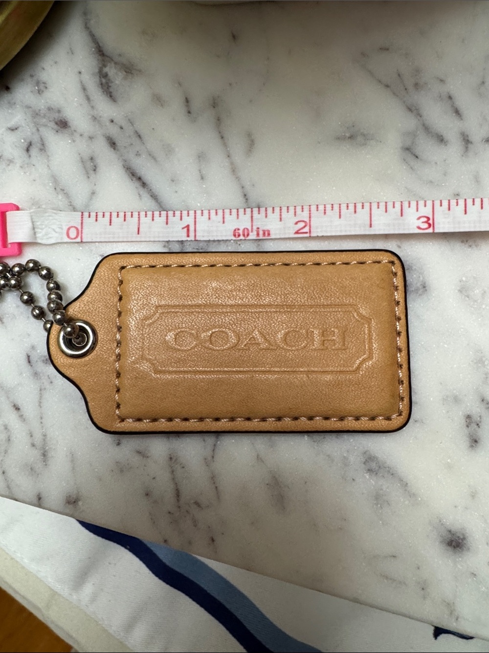 Coach Tan Leather Luggage Tag with Silver Chain - Picture 6 of 6